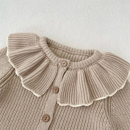 INS Spring and Autumn Infants' 0-3 Year Old Girl Baby Fashion Ruffle Collar Knitted Coat Small Cardigan Sweater Top SnugBubs Australia