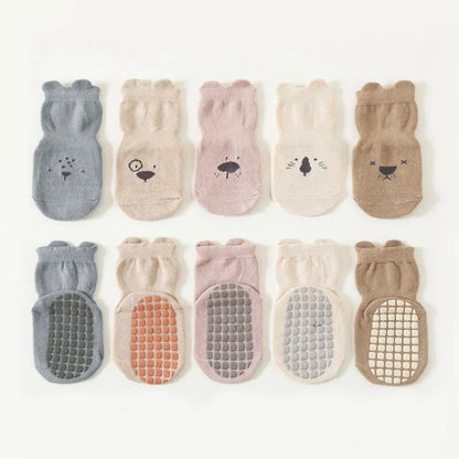 3/5 Pairs Baby Adorable Animals Pattern Non Slip Floor Socks, Breathable Casual Socks For Boys and Girls Kids Indoor Activities SnugBubs Australia