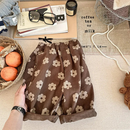 Autumn New Children Loose Trousers Vintage Flower Print Girls Harem Pants Baby Boys Casual Pants Cotton Baby Trousers Clothes SnugBubs Australia