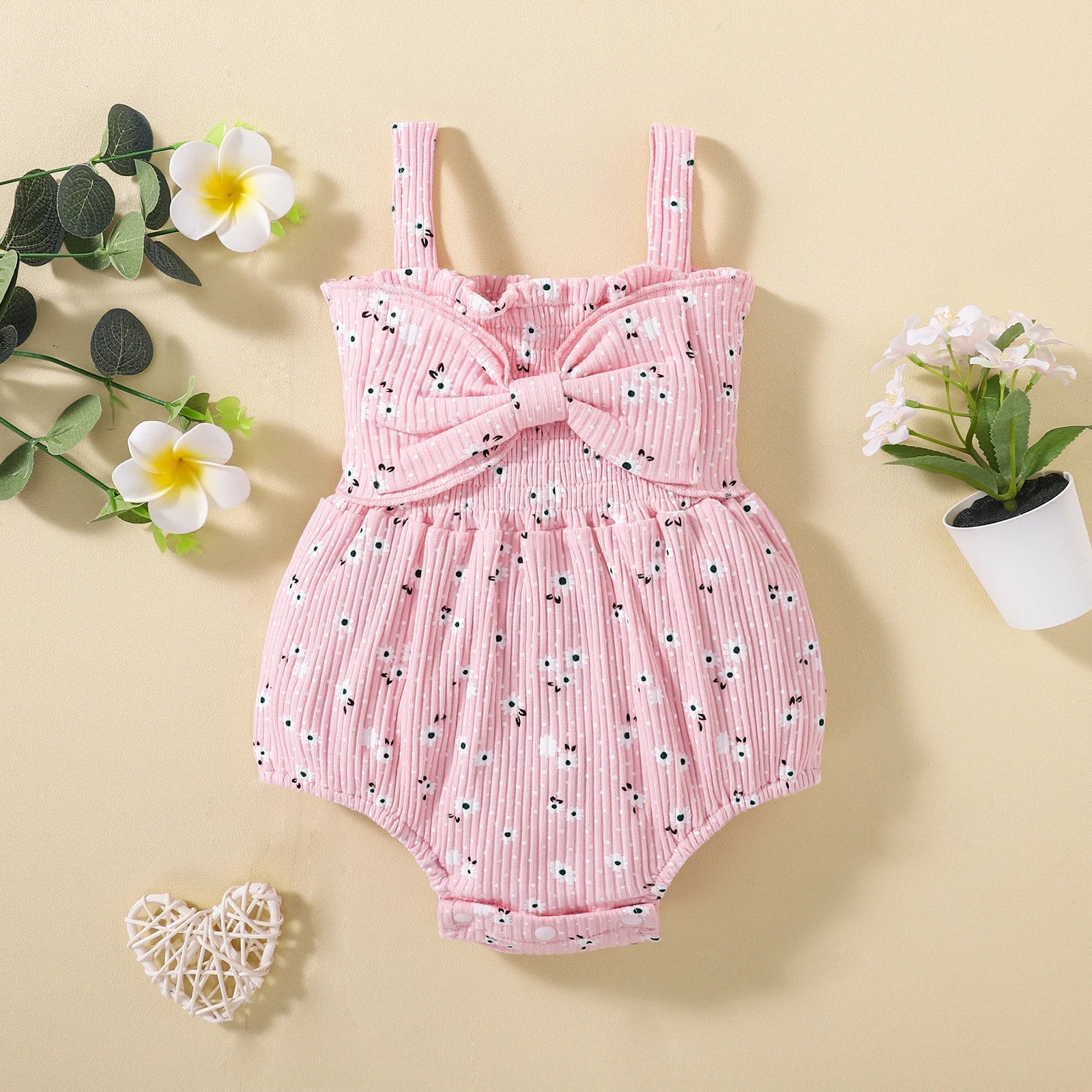 Floral & Polka Dot Print Bodysuit with Bow Waist SnugBubs Australia