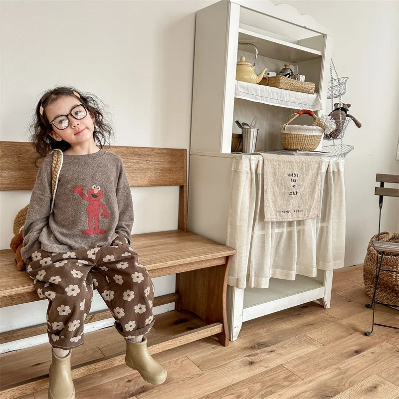 Autumn New Children Loose Trousers Vintage Flower Print Girls Harem Pants Baby Boys Casual Pants Cotton Baby Trousers Clothes SnugBubs Australia