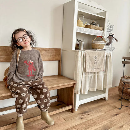 Autumn New Children Loose Trousers Vintage Flower Print Girls Harem Pants Baby Boys Casual Pants Cotton Baby Trousers Clothes SnugBubs Australia