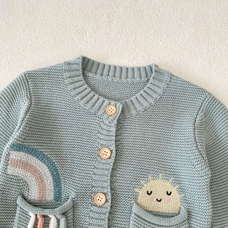 Rainbow Embroidered Knit Cardigan SnugBubs Australia