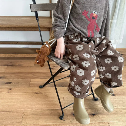 Autumn New Children Loose Trousers Vintage Flower Print Girls Harem Pants Baby Boys Casual Pants Cotton Baby Trousers Clothes SnugBubs Australia
