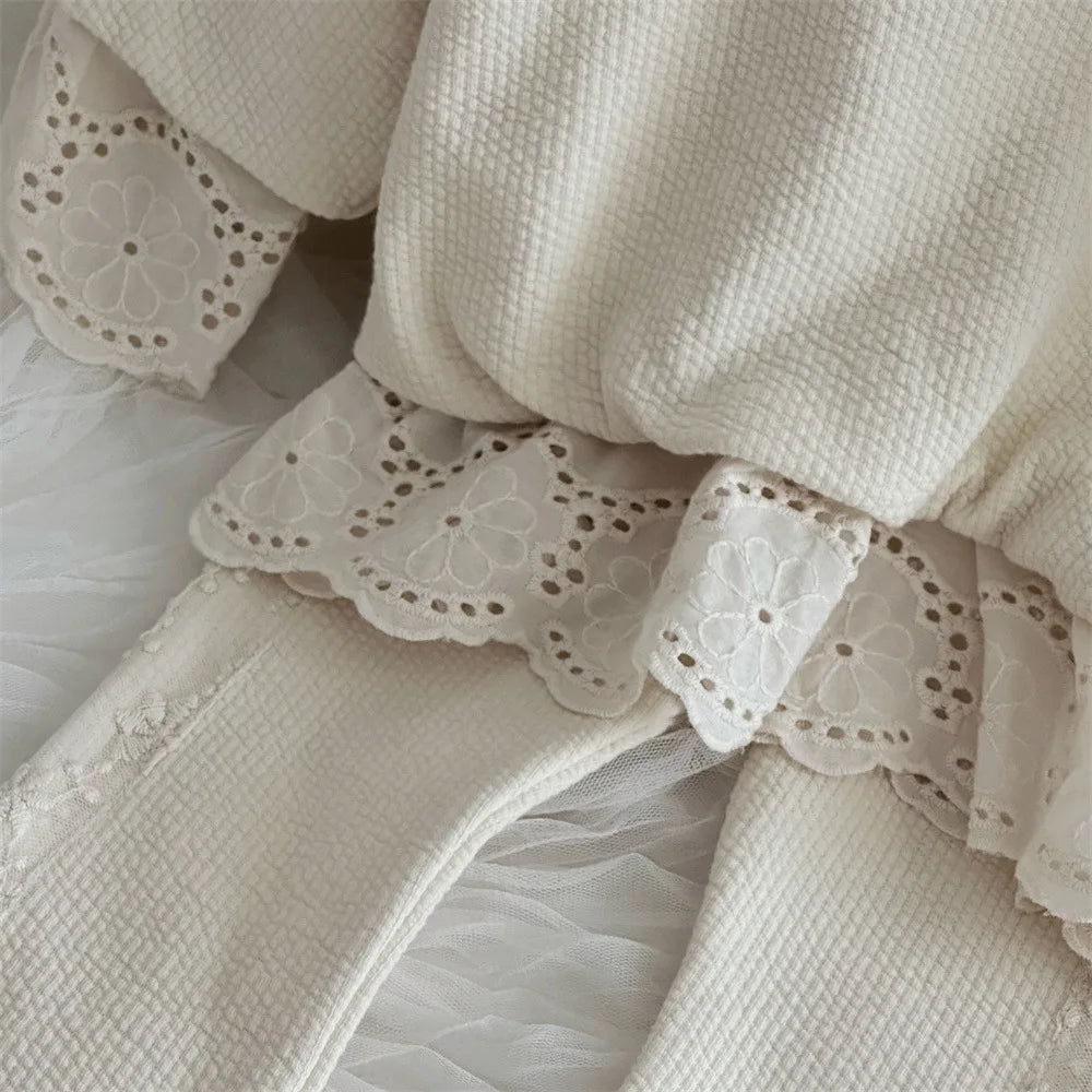 Cotton Lace Sweatshirt and Matching Pants SnugBubs Australia