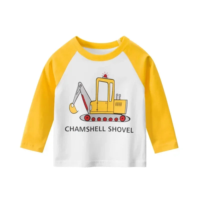 Boys Long Sleeve Construction Vehicles Graphic Tee SnugBubs Australia