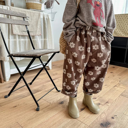 Autumn New Children Loose Trousers Vintage Flower Print Girls Harem Pants Baby Boys Casual Pants Cotton Baby Trousers Clothes SnugBubs Australia