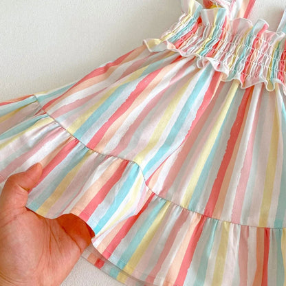 Princess Striped A-Line Dress for Girls SnugBubs Australia