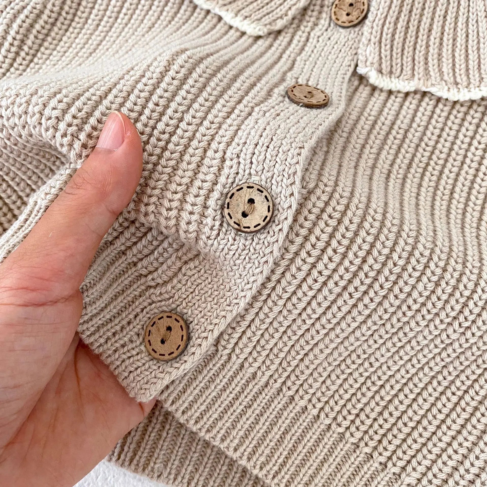 INS Spring and Autumn Infants' 0-3 Year Old Girl Baby Fashion Ruffle Collar Knitted Coat Small Cardigan Sweater Top SnugBubs Australia