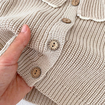INS Spring and Autumn Infants' 0-3 Year Old Girl Baby Fashion Ruffle Collar Knitted Coat Small Cardigan Sweater Top SnugBubs Australia