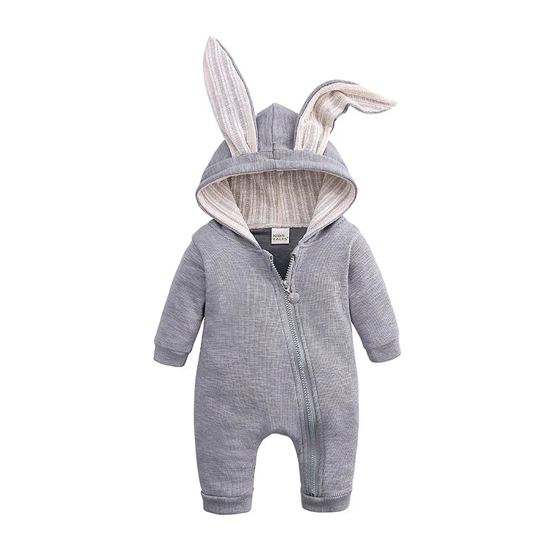 Baby Romper with Rabbit Ears – Cotton Long Sleeve Onesie (Unisex) SnugBubs Australia