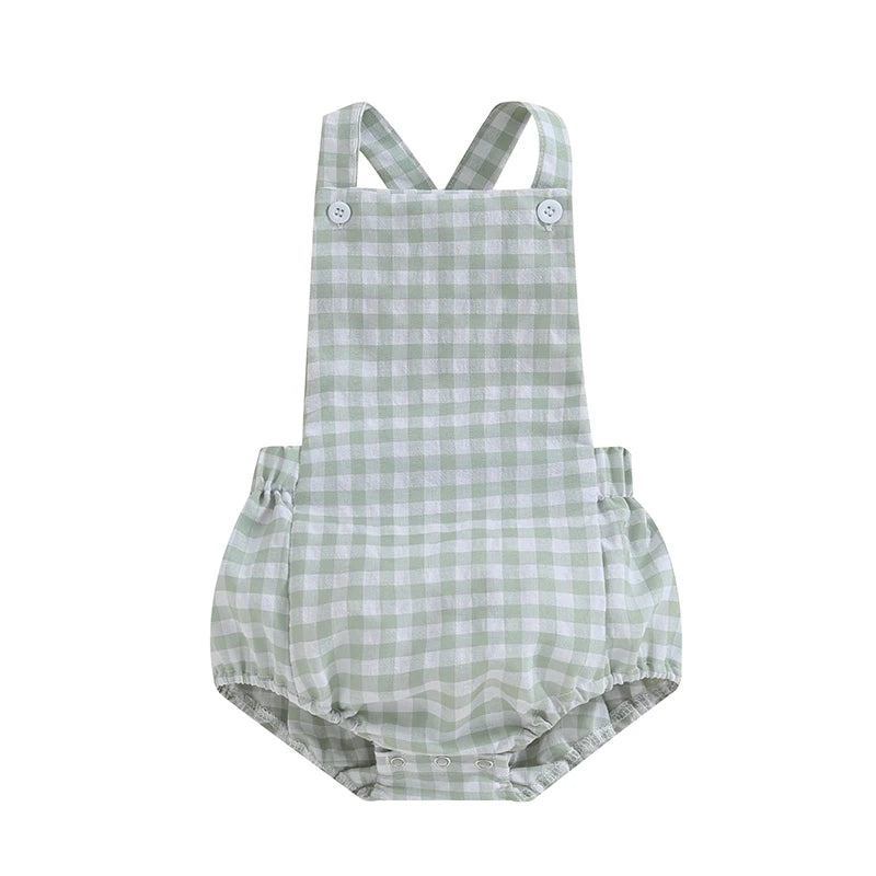 Summer Baby Romper Plaid & Stripe Print SnugBubs Australia