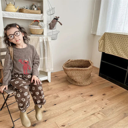 Autumn New Children Loose Trousers Vintage Flower Print Girls Harem Pants Baby Boys Casual Pants Cotton Baby Trousers Clothes SnugBubs Australia