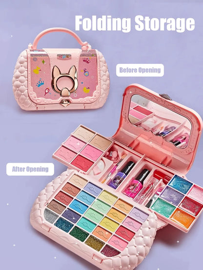 Kids Washable Makeup Kit with Mirror – Pretend Beauty Toy Set in Little Bag - SnugBubs Australia