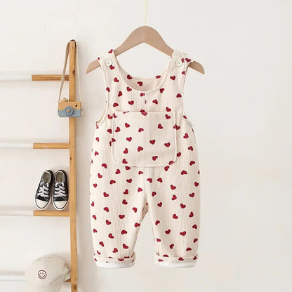"Love Pants" Girls’ Corduroy Overalls SnugBubs Australia