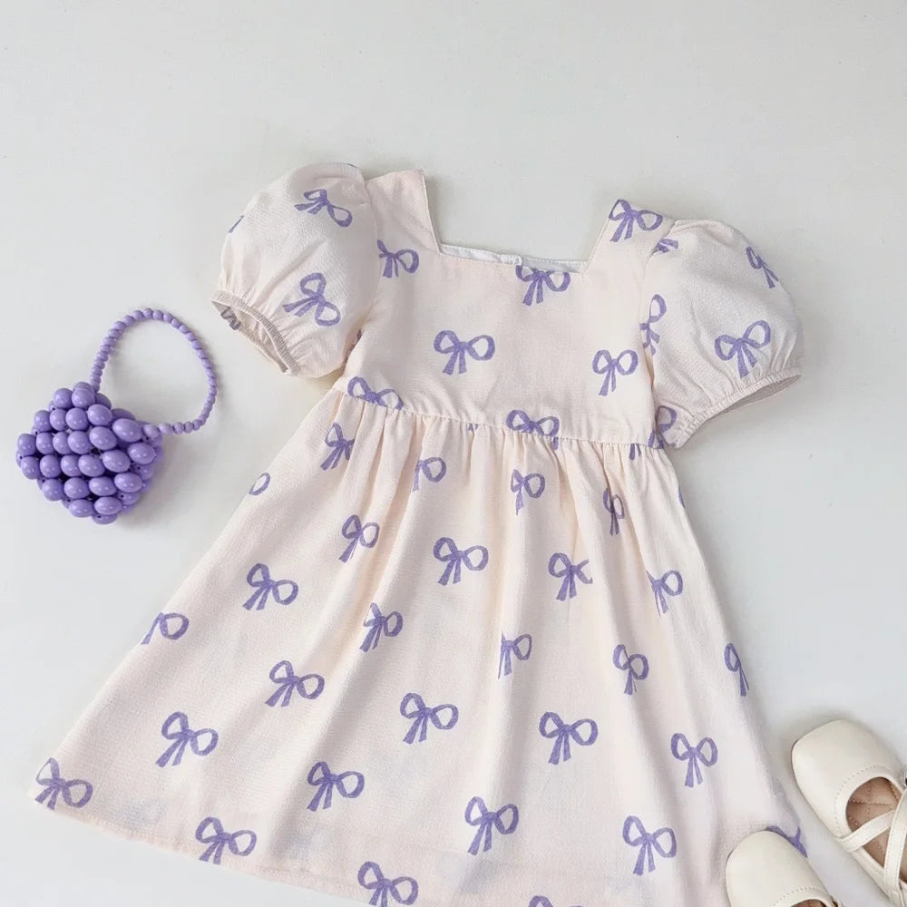 Bow Print Casual Dress