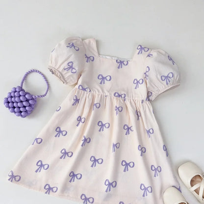 Bow Print Casual Dress