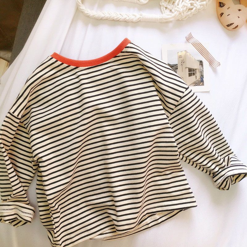 Kids’ Striped Long Sleeve Cotton T-Shirt SnugBubs Australia