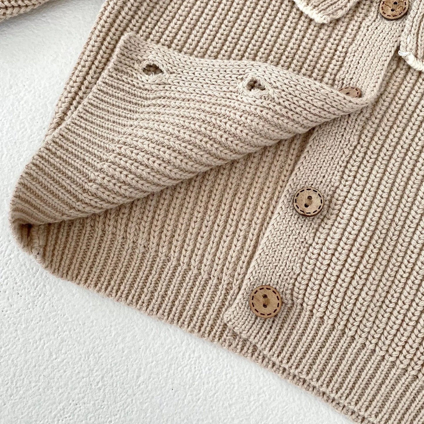 INS Spring and Autumn Infants' 0-3 Year Old Girl Baby Fashion Ruffle Collar Knitted Coat Small Cardigan Sweater Top SnugBubs Australia