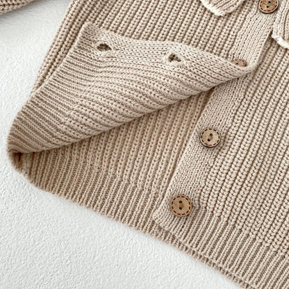 INS Spring and Autumn Infants' 0-3 Year Old Girl Baby Fashion Ruffle Collar Knitted Coat Small Cardigan Sweater Top SnugBubs Australia