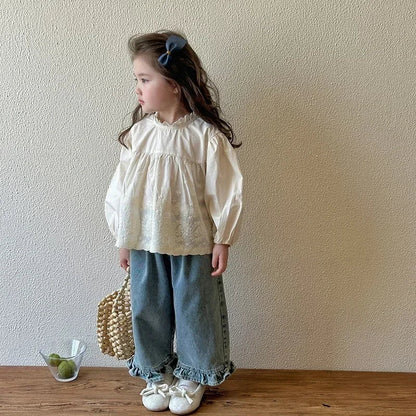 Girls' Wide-Leg Lace Jeans SnugBubs Australia