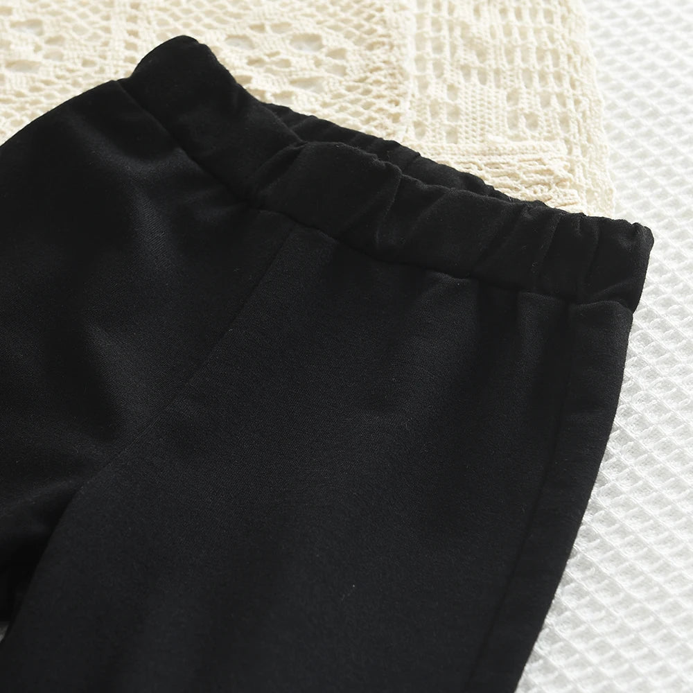 Long Sleeve Pleated Stripe Top & Bell-Bottom Pants Set SnugBubs Australia