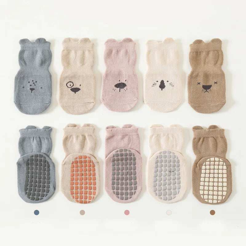 3/5 Pairs Baby Adorable Animals Pattern Non Slip Floor Socks, Breathable Casual Socks For Boys and Girls Kids Indoor Activities SnugBubs Australia