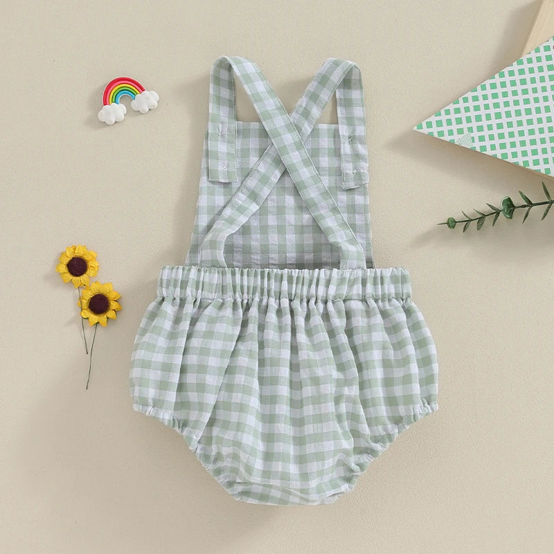 Summer Baby Romper Plaid & Stripe Print SnugBubs Australia