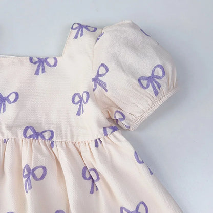 Bow Print Casual Dress