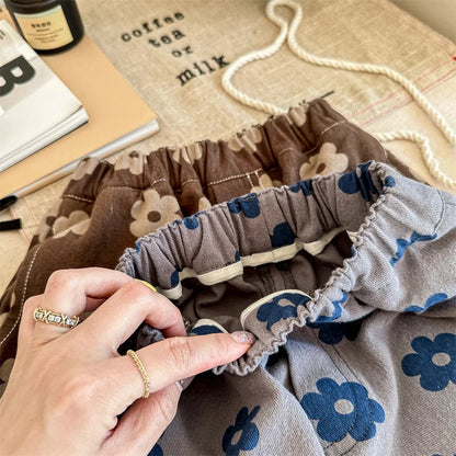 Autumn New Children Loose Trousers Vintage Flower Print Girls Harem Pants Baby Boys Casual Pants Cotton Baby Trousers Clothes SnugBubs Australia