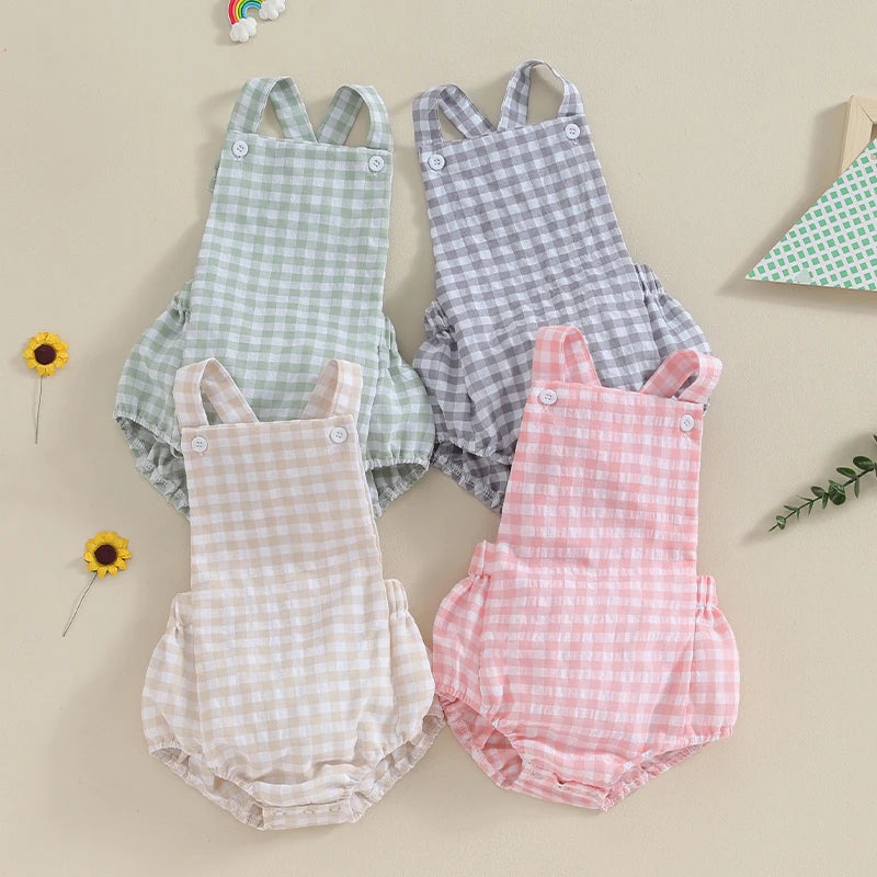 Summer Baby Romper Plaid & Stripe Print SnugBubs Australia