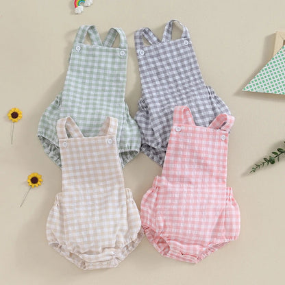 Summer Baby Romper Plaid & Stripe Print SnugBubs Australia