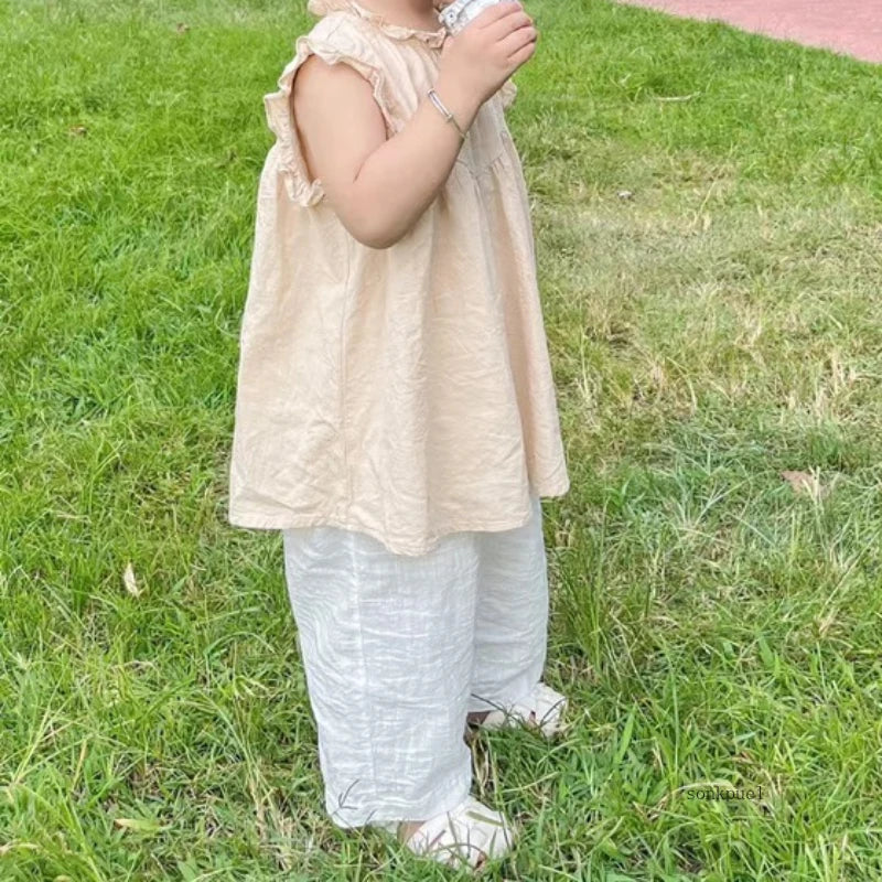 Baby Boy Girl Pant Cotton and Linen Cropped Trousers Child Trousers Long Kid Summer Pant Baby Infant Clothes SnugBubs Australia