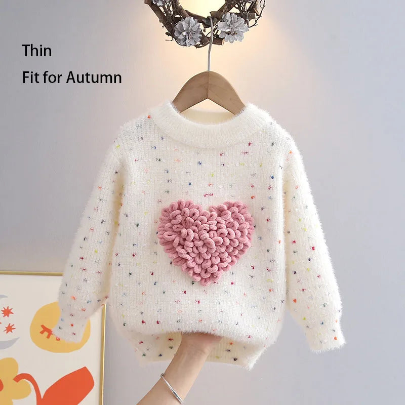 Children’s Knit Heart Sweater – Colorful Polka Dot Pullover SnugBubs Australia