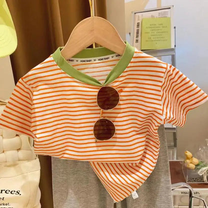 Striped Cotton T-Shirt SnugBubs Australia