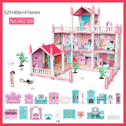 Children's Music Doll House Assembly Villa House 3D DIY Dream Princess Castle Villa Assembly Doll House Set Toy Girl Family Toy - SnugBubs Australia