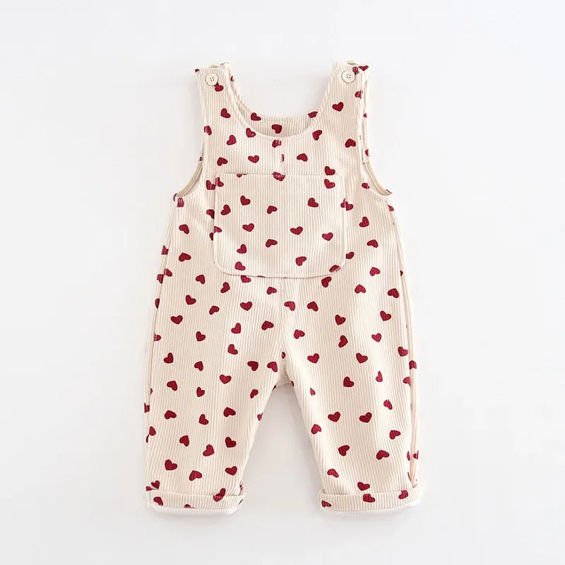 "Love Pants" Girls’ Corduroy Overalls SnugBubs Australia