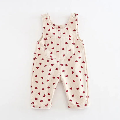 "Love Pants" Girls’ Corduroy Overalls SnugBubs Australia