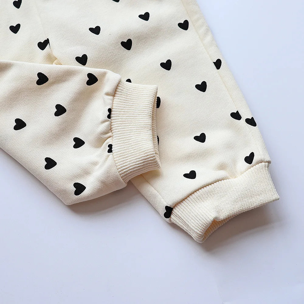 Full Heart Print Baby Hoodie Set SnugBubs Australia