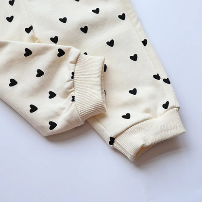 Full Heart Print Baby Hoodie Set SnugBubs Australia