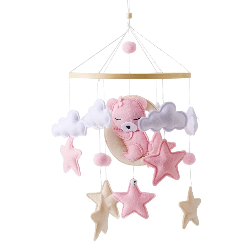 Wooden Mobile Bed Bell Crib Bracket Animal Kingdom Soft Felt Bed Bell Newborn Music Box Hanging Toy Baby Toys S for 0 12 Months SnugBubs Australia