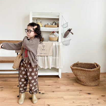 Autumn New Children Loose Trousers Vintage Flower Print Girls Harem Pants Baby Boys Casual Pants Cotton Baby Trousers Clothes SnugBubs Australia