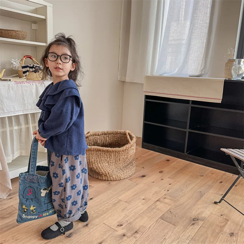 Autumn New Children Loose Trousers Vintage Flower Print Girls Harem Pants Baby Boys Casual Pants Cotton Baby Trousers Clothes SnugBubs Australia