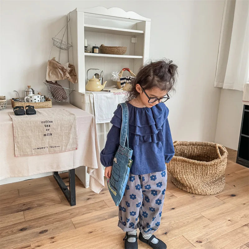 Autumn New Children Loose Trousers Vintage Flower Print Girls Harem Pants Baby Boys Casual Pants Cotton Baby Trousers Clothes SnugBubs Australia