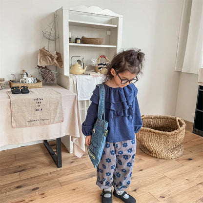 Autumn New Children Loose Trousers Vintage Flower Print Girls Harem Pants Baby Boys Casual Pants Cotton Baby Trousers Clothes SnugBubs Australia