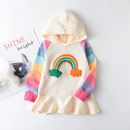 Sweet Hooded Rainbow Dress SnugBubs Australia