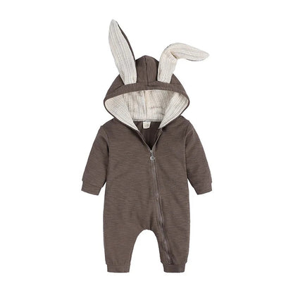Baby Romper with Rabbit Ears – Cotton Long Sleeve Onesie (Unisex) SnugBubs Australia