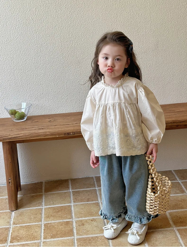 Girls' Wide-Leg Lace Jeans SnugBubs Australia