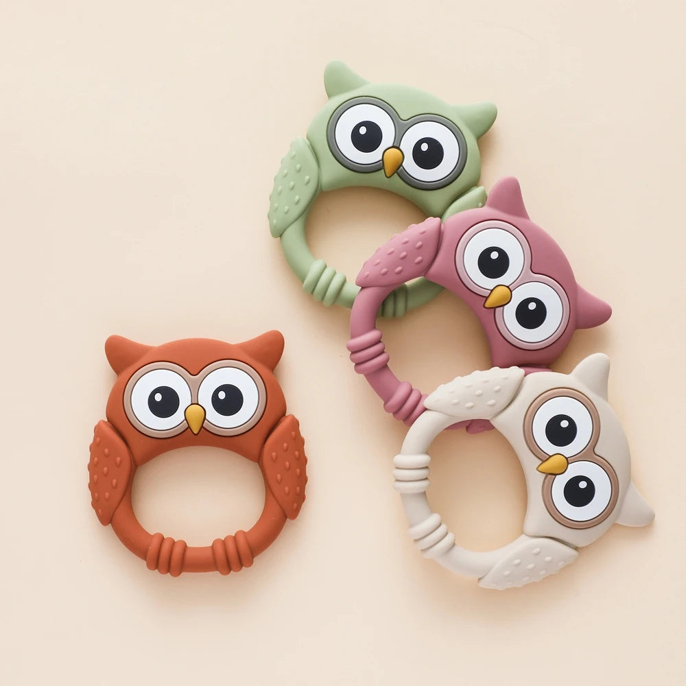 1PC Food Grade BPA Free Cartoon Owl Silicone Baby Teether SnugBubs Australia