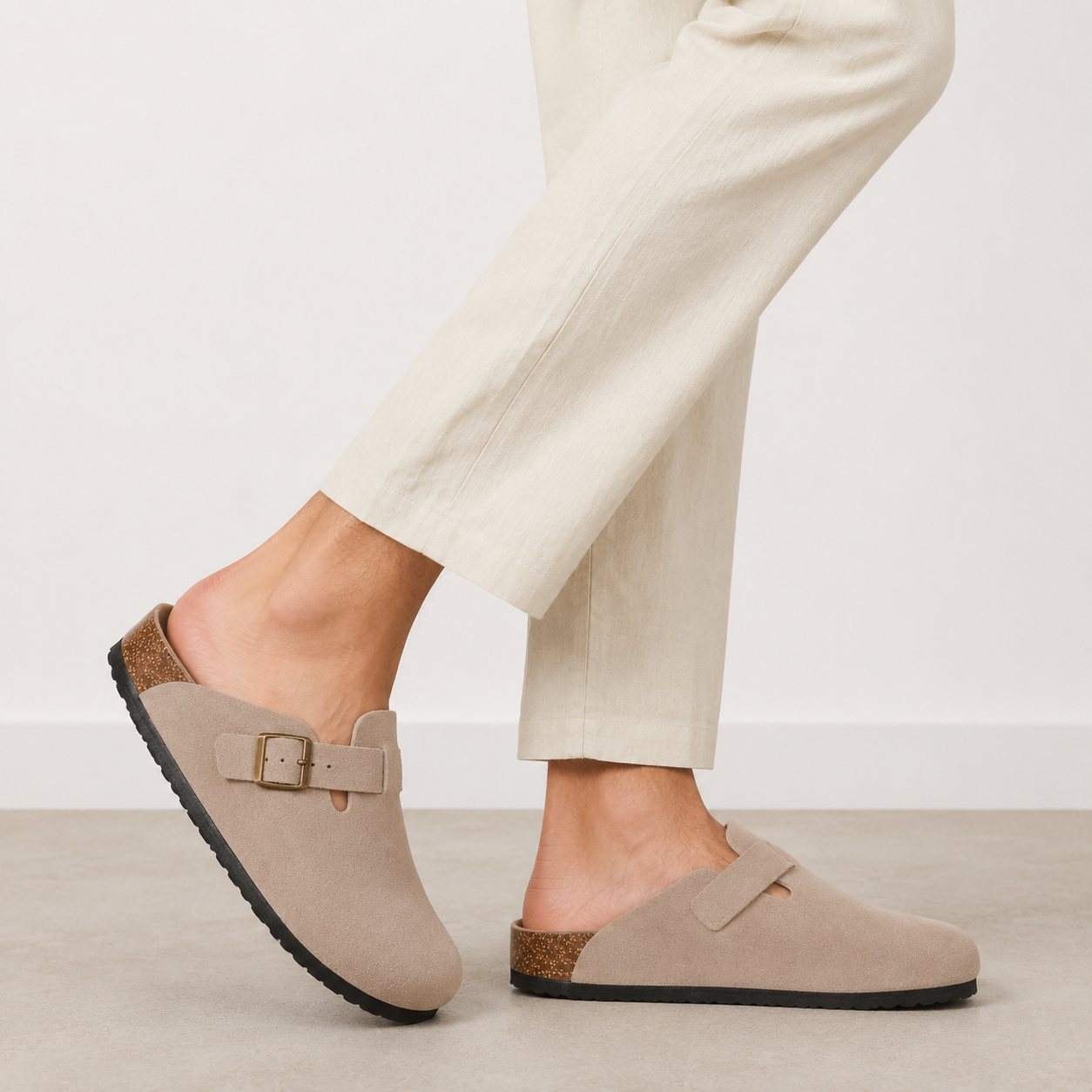 Unisex Buckle Clog Sandals with Contoured Footbed Brindle & Balance